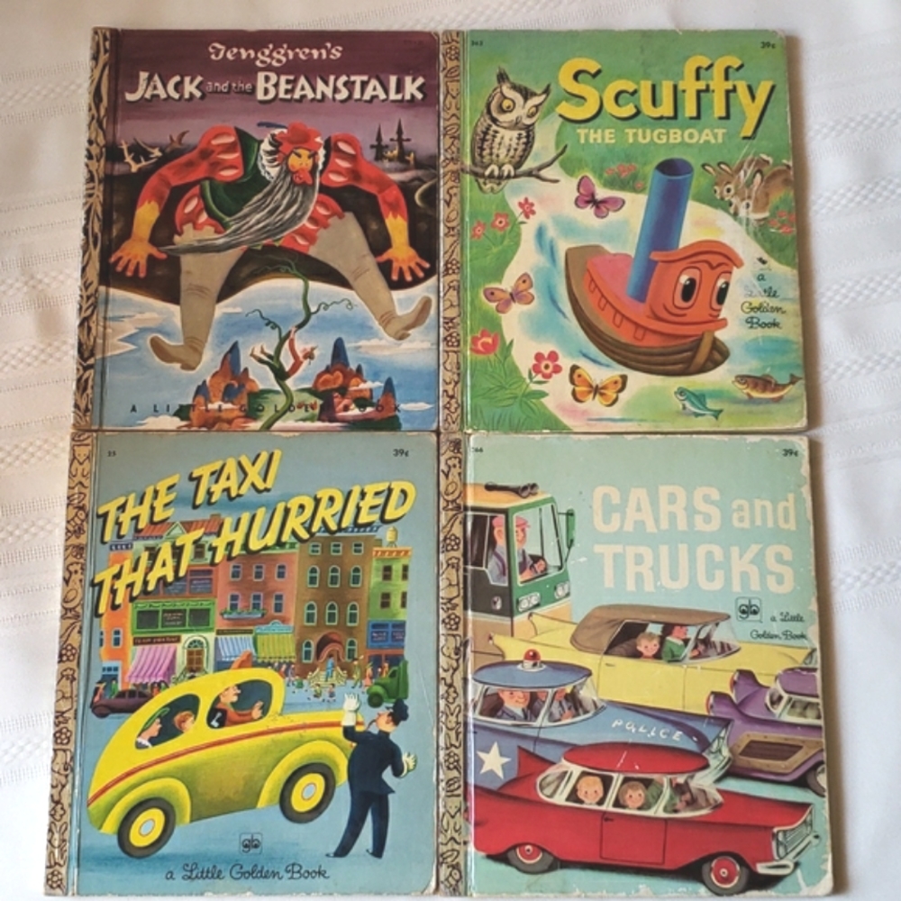 Vintage Little Golden Books Scuffy Jack & The Beanstalk Cars & Trucks The Taxi